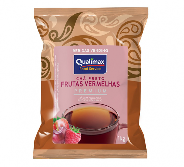chá preto premium sabor frutas vermelhas qualimax