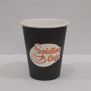copo de papel descartável da solution café